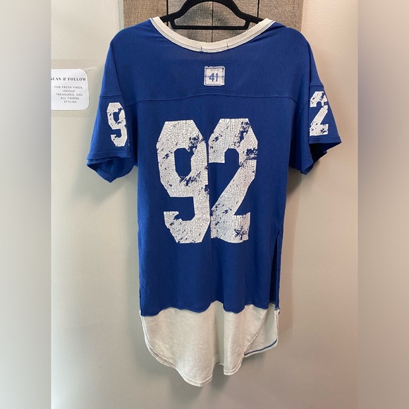 Free People We The Free Blue Hail Mary Jersey Tee Tunic Top - Picture 3 of 13